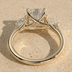 Elegant cushion cut moissanite wedding ring with three stones