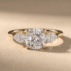 Cushion moissanite ring for women in solid 14K gold