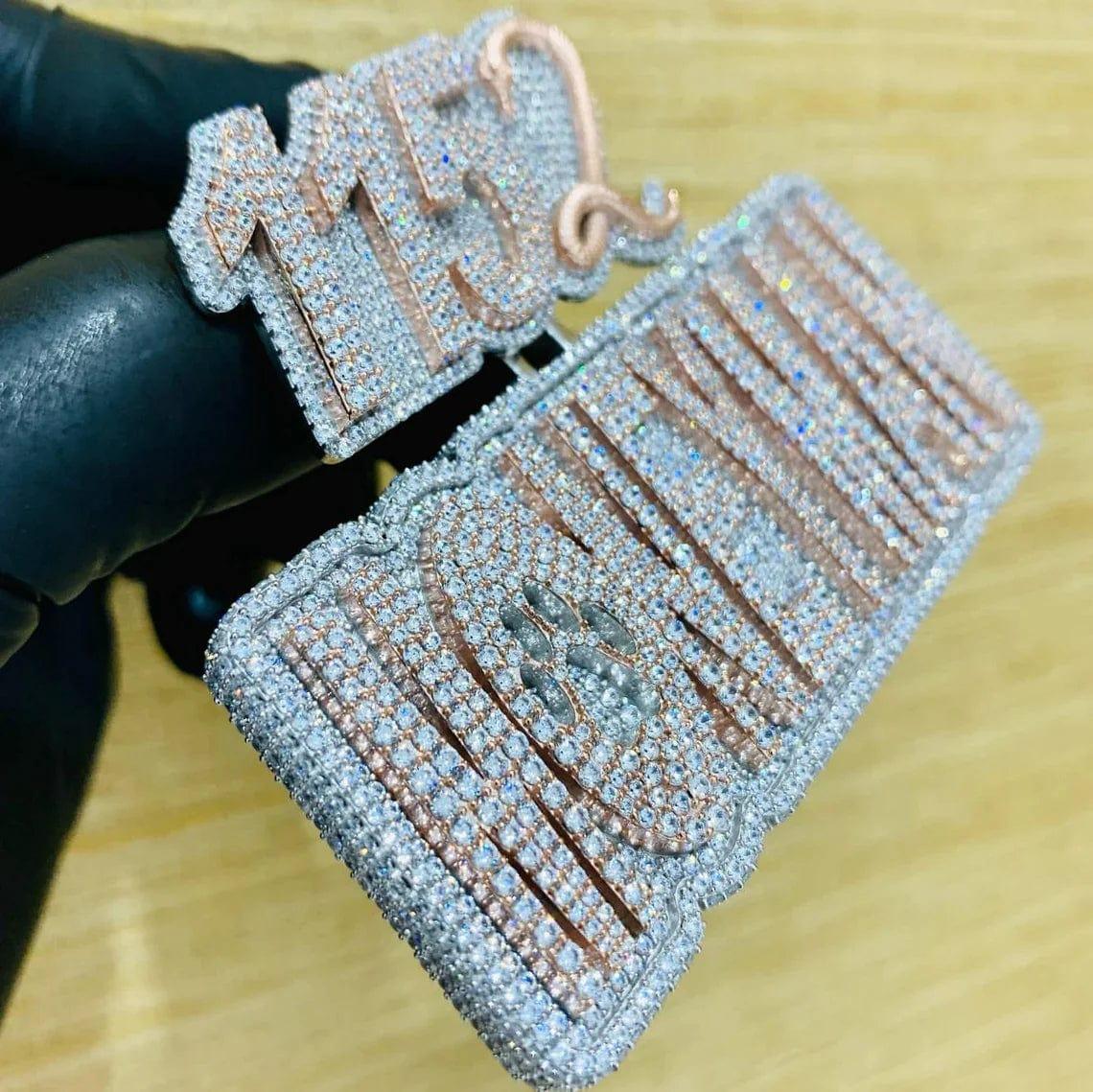 Rapper Pendant Numbers Custom Name/Number Double layer Hip Hop Full Iced Out Pendant - JBR ...