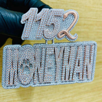 Custom Name/Number Double layer Hip Hop Full Iced Out Pendant - JBR Jeweler