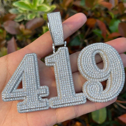 Custom Number VVS Moissanite Hip Hop Rapper Iced Out Pendant - JBR Jeweler