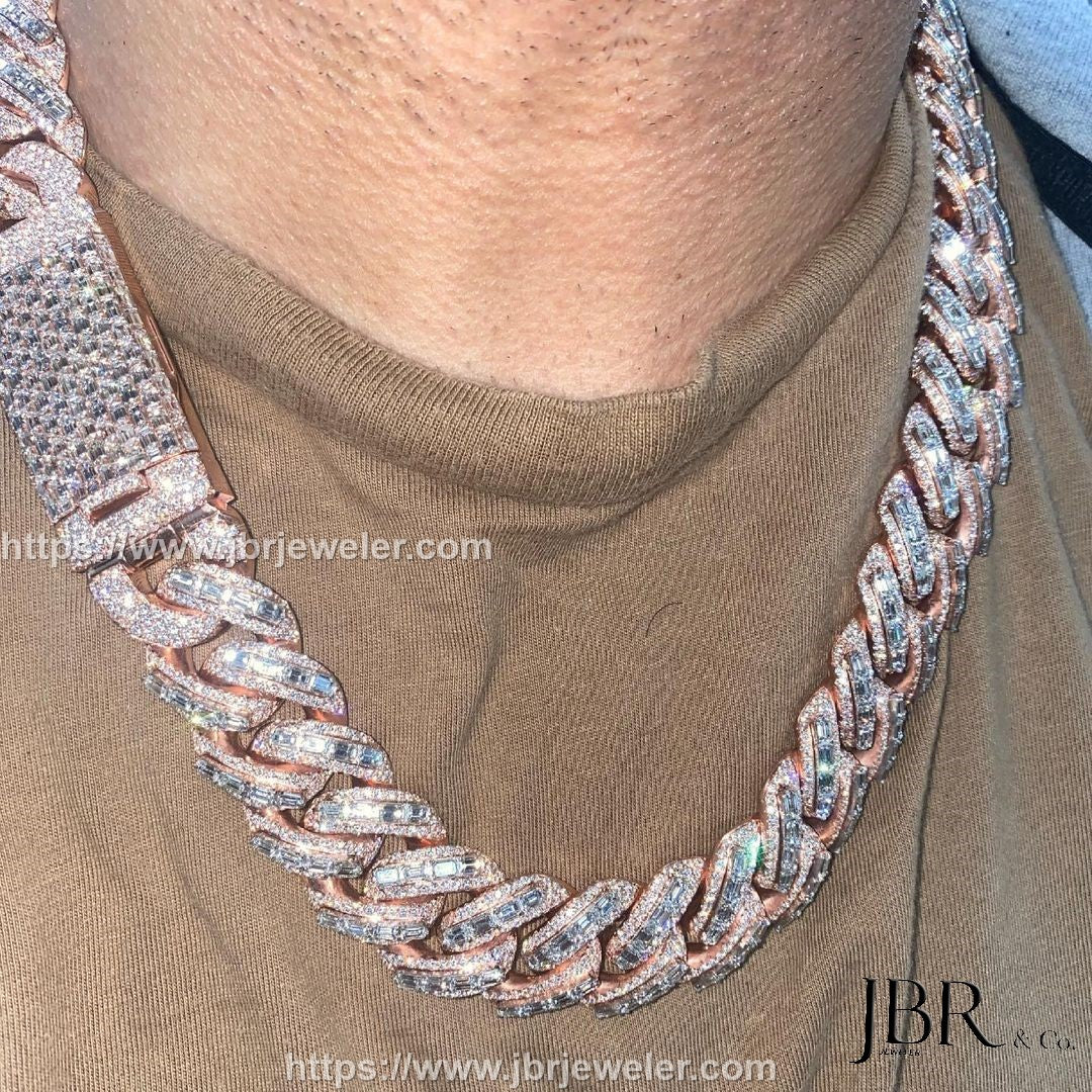 22mm Iced Out Moissanit D/VVS1 Herren Miami Cuban Link Kette Sterling Silber 925 