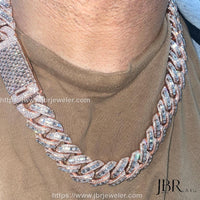 22mm iced out Moissanite D/VVS1 Men's Miami Cuban Link Chain Sterling Silver 925