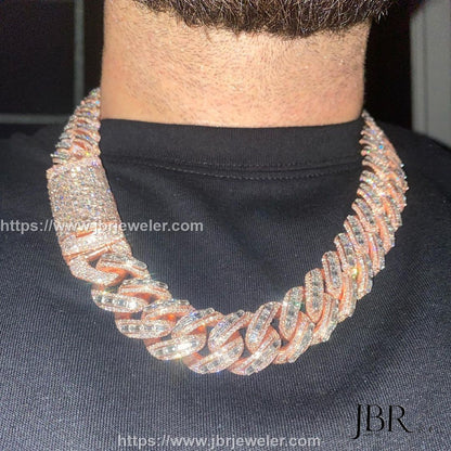 22mm Iced Out Moissanit D/VVS1 Herren Miami Cuban Link Kette Sterling Silber 925 