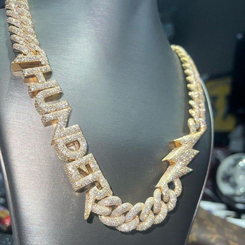 Customized Name Moissanite Diamonds 20MM Miami Cuban Link Bust Down HipHop Chain - JBR Jeweler