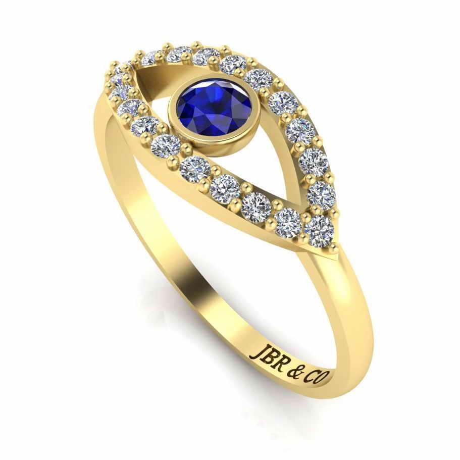 Dainty Evil Eye Sapphire Sterling Silver Ring - JBR Jeweler