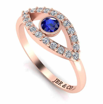 Dainty Evil Eye Sapphire Sterling Silver Ring - JBR Jeweler