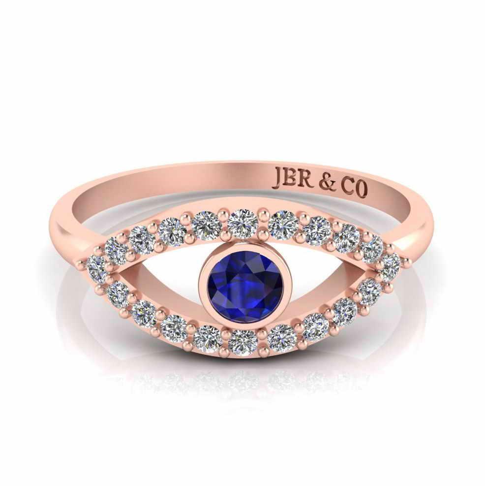 Dainty Evil Eye Sapphire Sterling Silver Ring - JBR Jeweler