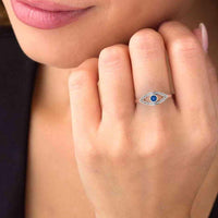 Dainty Evil Eye Sapphire Sterling Silver Ring - JBR Jeweler