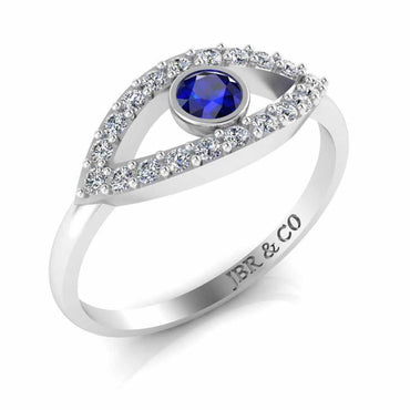 Dainty Evil Eye Sapphire Sterling Silver Ring - JBR Jeweler