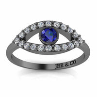 Dainty Evil Eye Sapphire Sterling Silver Ring - JBR Jeweler