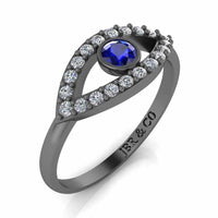 Dainty Evil Eye Sapphire Sterling Silver Ring - JBR Jeweler