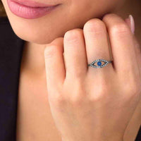 Dainty Evil Eye Sapphire Sterling Silver Ring - JBR Jeweler