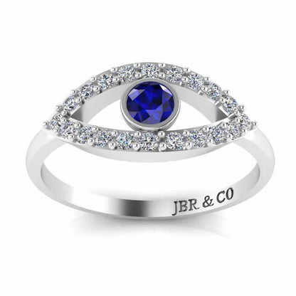 Dainty Evil Eye Sapphire Sterling Silver Ring - JBR Jeweler