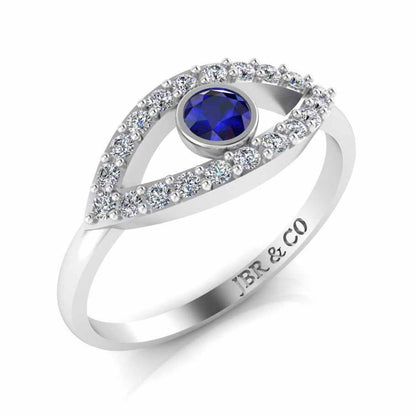 Dainty Evil Eye Sapphire Sterling Silver Ring - JBR Jeweler