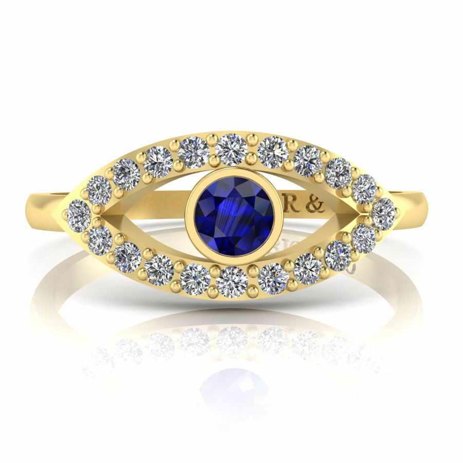 Dainty Evil Eye Sapphire Sterling Silver Ring - JBR Jeweler