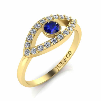 Dainty Evil Eye Sapphire Sterling Silver Ring - JBR Jeweler