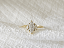 Dainty Marquise Cut Lab-Grown Diamond Half Halo Engagement Ring - JBR Jeweler