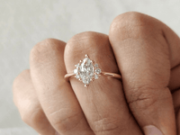 Dainty Marquise Cut Lab-Grown Diamond Half Halo Engagement Ring - JBR Jeweler