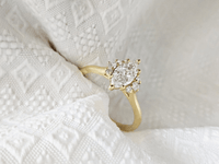 Dainty Marquise Cut Lab-Grown Diamond Half Halo Engagement Ring - JBR Jeweler