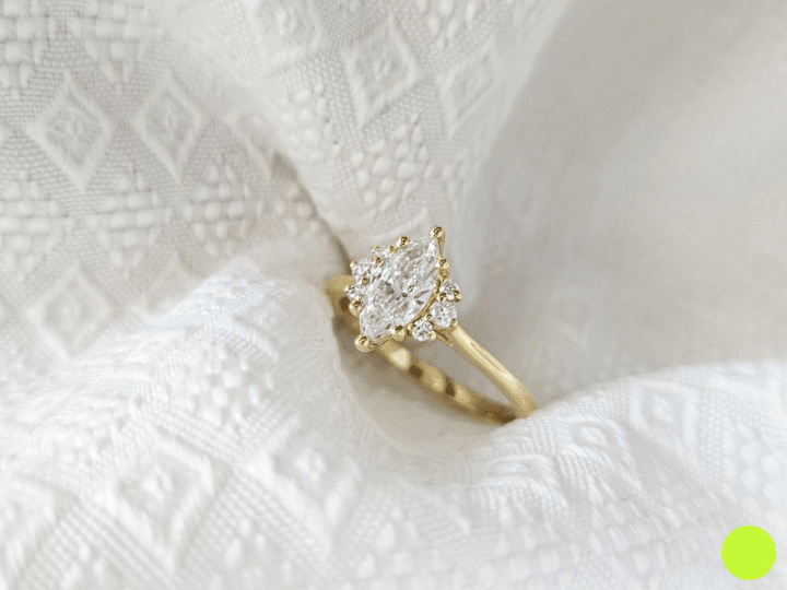 Dainty Marquise Cut Lab-Grown Diamond Half Halo Engagement Ring - JBR Jeweler