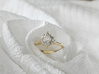 Dainty Marquise Cut Lab-Grown Diamond Half Halo Engagement Ring - JBR Jeweler