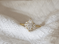 Dainty Marquise Cut Lab-Grown Diamond Half Halo Engagement Ring - JBR Jeweler