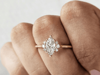 Dainty Marquise Cut Lab-Grown Diamond Half Halo Engagement Ring - JBR Jeweler