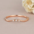 Dainty Rose Gold Matching Three Stone Moissanite Wedding Band Gift For Women - JBR Jeweler