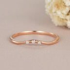 Dainty Rose Gold Matching Three Stone Moissanite Wedding Band Gift For Women - JBR Jeweler
