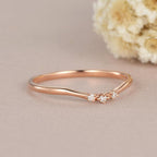 Dainty Rose Gold Matching Three Stone Moissanite Wedding Band Gift For Women - JBR Jeweler