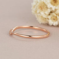 Dainty Rose Gold Matching Three Stone Moissanite Wedding Band Gift For Women - JBR Jeweler