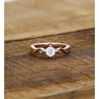 Dainty Rose Gold Promise Moissanite Engagement Ring - JBR Jeweler