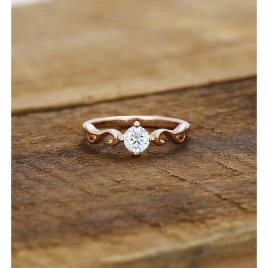 Dainty Rose Gold Promise Moissanite Engagement Ring - JBR Jeweler