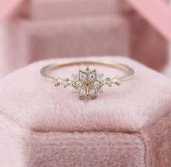 Dainty Starburst Starry Yellow Gold Stylish Star Diamond Moissanite Engagement Ring - JBR Jeweler