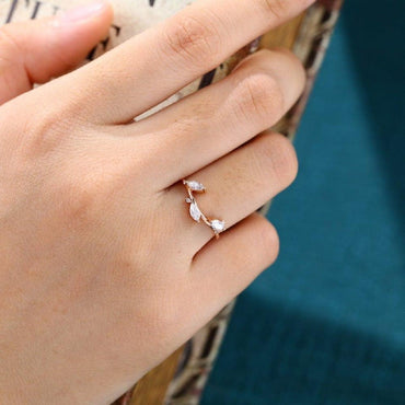 Delicate Rose Gold Wedding Promise Anniversary Marquise Moissanite Band Ring - JBR Jeweler