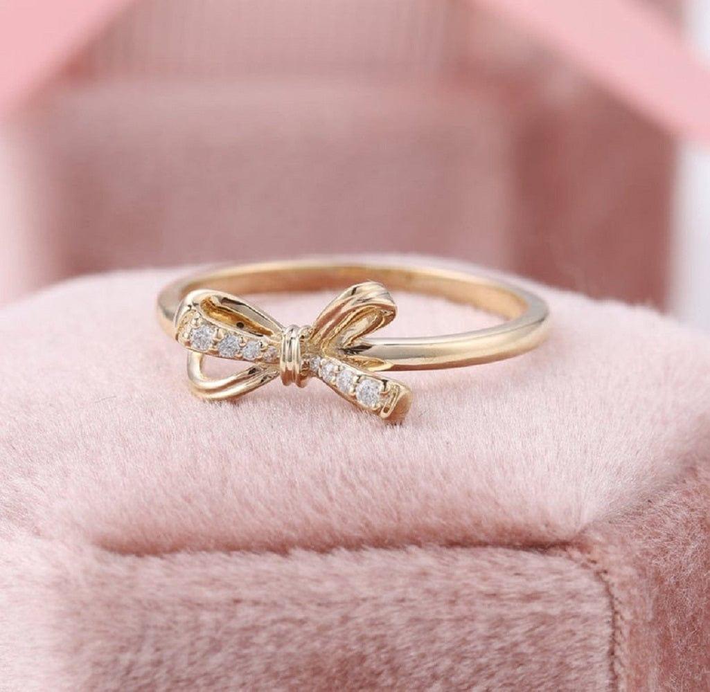 Delicate Sparkling Bow Dainty Ribbon Tie Friendship Diamond Moissanite ...