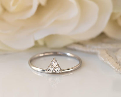 Delicate Triangle Three Stone Moissanite Anniversary Ring Band For Gift - JBR Jeweler