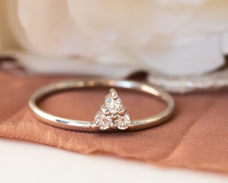 Delicate Triangle Three Stone Moissanite Anniversary Ring Band For Gift - JBR Jeweler