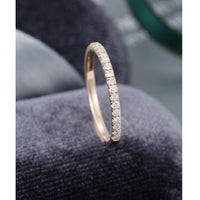 Delicate Yellow Gold Half Eternity Stacking Moissanite Diamond Bridal Wedding band - JBR Jeweler