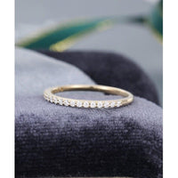 Delicate Yellow Gold Half Eternity Stacking Moissanite Diamond Bridal Wedding band - JBR Jeweler