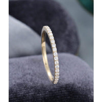 Delicate Yellow Gold Half Eternity Stacking Moissanite Diamond Bridal Wedding band - JBR Jeweler