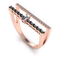 Double Channel Bar Baguette cut Sterling Silver Statement Ring - JBR Jeweler