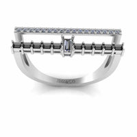 Double Channel Bar Baguette cut Sterling Silver Statement Ring - JBR Jeweler