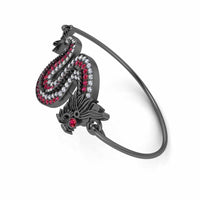 Dragon Style Ruby S925 Silver Bangle Bracelet - JBR Jeweler