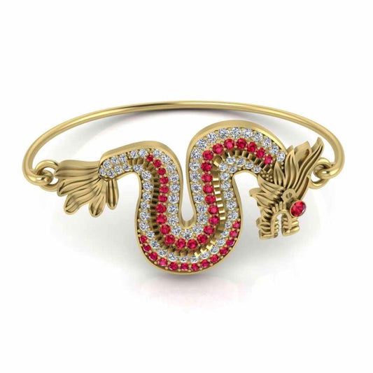 Dragon Style Ruby S925 Silver Bangle Bracelet - JBR Jeweler