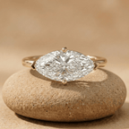 East west marquise moissanite engagement ring in 10K yellow gold