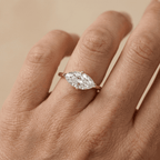 Modern east west moissanite engagement ring in 10 karat gold