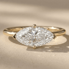 East west marquise moissanite solitaire engagement ring, top view