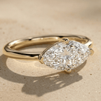 10K yellow gold marquise moissanite solitaire ring in side view